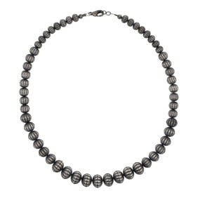 Navajo Oxidized Beads Graduated Necklace