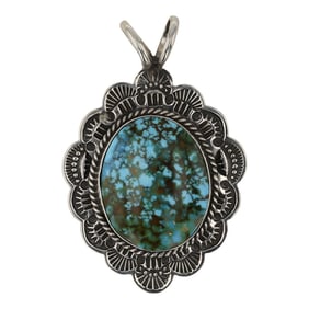 Sunshine Reeves Navajo Turquoise Mountain Turquoise Stamp-Work Pendant