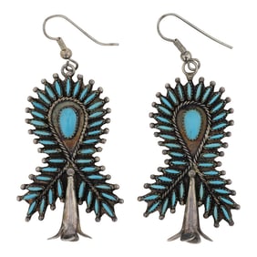 Zuni Vintage Sleeping Beauty Turquoise Needlepoint Earrings