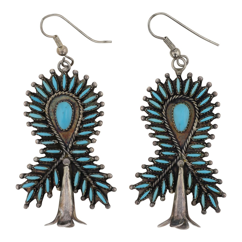 Zuni Vintage Sleeping Beauty Turquoise Needlepoint Earrings (1 of 2)
