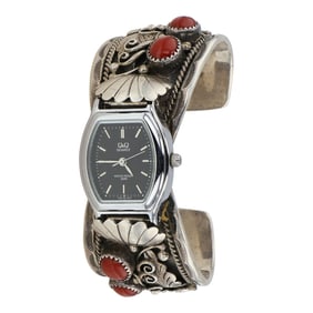 Navajo Coral Watch Bracelet