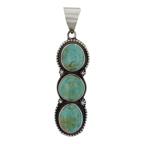 Jimmy Garcia Navajo Menassa Turquoise Three Stone Pendant