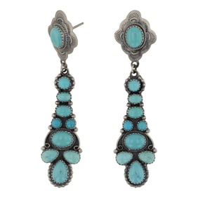 Annie Hoskie Navajo Compitos Turquoise Earrings