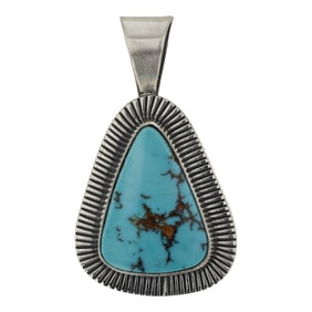Kris Billie Navajo Pilot Mountain Turquoise Pendant