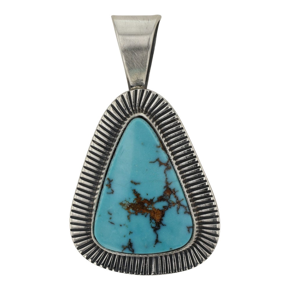 Kris Billie Navajo Pilot Mountain Turquoise Pendant (1 of 2)