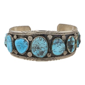 Vintage Navajo Kingman Turquoise Cuff Bracelet