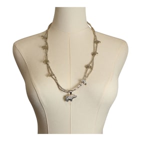 Carlton James Award Winning Zuni Artist Sterling Silver Heishi Contemporary Bear Necklace