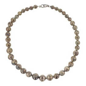 Vintage Navajo Plain Silver Graduated Beads Necklace