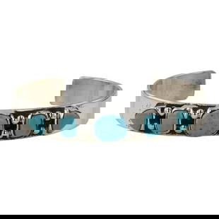 Navajo Kingman Turquoise Cuff Bracelet: Sterling Silver | Genuine Kingman Turquoise | Navajo Kingman Turquoise Cuff Bracelet | Navajo Native American Southwest Indian Jewelry | Good (no breaks or damages) | Approximate Weight: 21 Grams | Br