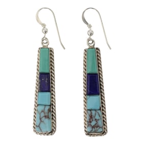 Navajo Turquoise & Lapis Inlay Earrings