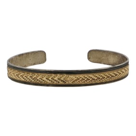 Vintage Navajo Sterling Silver & Gold Filled Cuff Bracelet