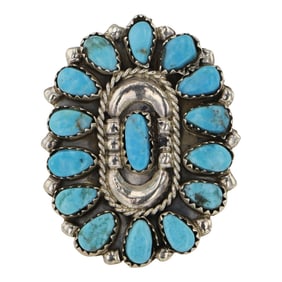 Vintage Navajo Turquoise Cluster Ring