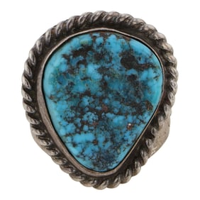 Vintage Navajo Ithaca Peak Turquoise Ring