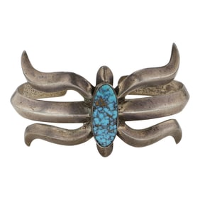 Vintage Navajo Morenci Turquoise Sandcast Cuff bracelet