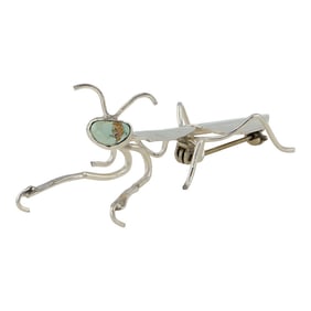Navajo Nevada Turquoise Praying Mantis Pin