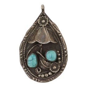 Vintage Navajo Nevada Turquoise Pendant