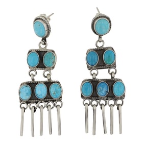 Juanita McDonald Navajo Compitos Turquoise Chandelier Earrings