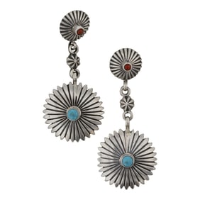 Verely Bertone Navajo Turquoise & Coral Earrings