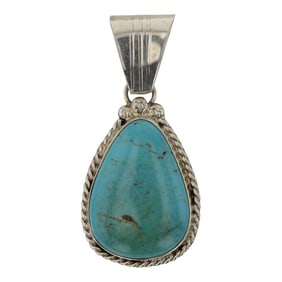 Arthur Platero Navajo Compitos Turquoise Pendant