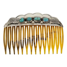 Vintage Navajo Kingman Turquoise Hair Barrette