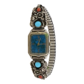 Southwest Shop Turquoise & Coral Watch bracelet