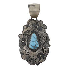 Marita Benally Navajo Candelaria Turquoise Contemporary Pendant