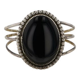 Vintage Navajo Black Onyx Cuff Bracelet