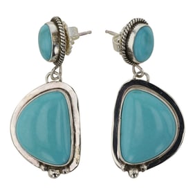 Arthur Platero Navajo Kingman Turquoise Earrings