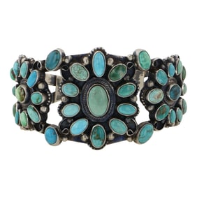 Kathleen Livingston Navajo Fox Turquoise Cluster Cuff Bracelet