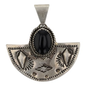 Vintage Navajo Black Onyx Pendant