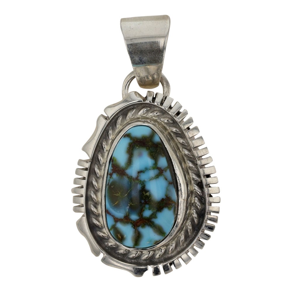 Norbert Johnson Navajo Turquoise Mountain Turquoise Pendant (1 of 2)