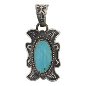 Roland Dixson Navajo Compitos Turquoise Pendant