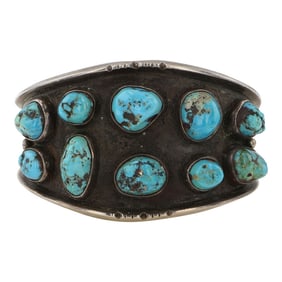 Vintage Navajo Kingman Turquoise Cuff Bracelet