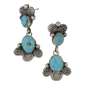 Joelias Draper Navajo Kingman Turquoise Earrings
