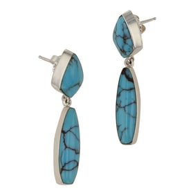 Navajo Spiderweb Turquoise Contemporary Earrings