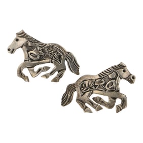 Lloyed Becenti Navajo Silver Running Horses Earrings