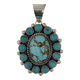 Ella Linkin Navajo Nevada Turquoise Cluster Pendant