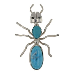 Navajo Kingman Turquoise Insect Pin