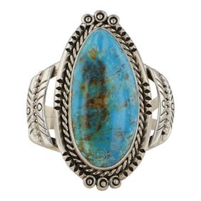 Rob Lee Guerro Navajo Blue Ridge Turquoise Large Freeform Cuff Bracelet