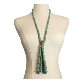 Vintage Santo Domingo Nevada Turquoise & Coral Jacla Necklace