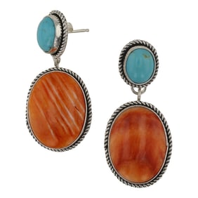 Albert Dawes Navajo Spiny Oyster & Turquoise Earrings