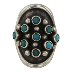 Vintage Navajo Turquoise Saddle Ring