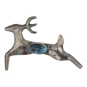 Vintage Navajo Morenci Turquoise Sandcast Pin
