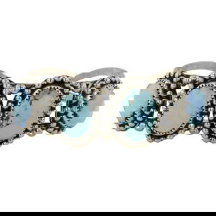 Gilbert Nez Navajo Golden Hills Turquoise Cuff Bracelet: Sterling Silver | Genuine Golden Hills Turquoise | Gilbert Nez Navajo Golden Hills Turquoise Cuff Bracelet | Navajo Native American Southwest Indian Jewelry | Good (no breaks or damages) | Approximate