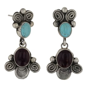 Joelias Draper Navajo & Turquoise Spiny Oyster Earrings