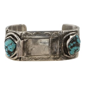 Vintage Navajo Kingman Turquoise Watch Cuff Bracelet
