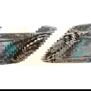 Vintage Navajo Kingman Turquoise Watch Cuff Bracelet: Sterling Silver | Genuine Kingman Turquoise | Vintage Navajo Kingman Turquoise Watch Cuff Bracelet | Navajo Native American Southwest Indian Jewelry | Good (no breaks or damages) | Approximate Weight: