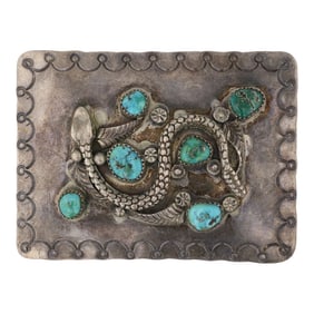 Zuni Vintage Kingman Turquoise Snake Buckle