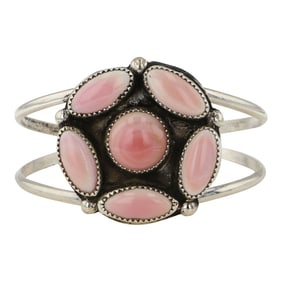 Gilbert Nez Navajo Pink Conch Cluster Bracelet