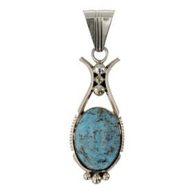 Lambert Livingston Navajo Compitos Turquoise Pendant
